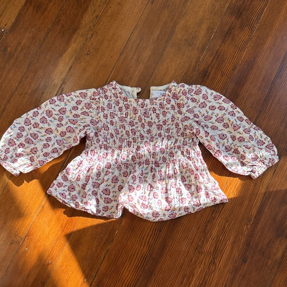 Zara Floral Kids Top - Pink and White